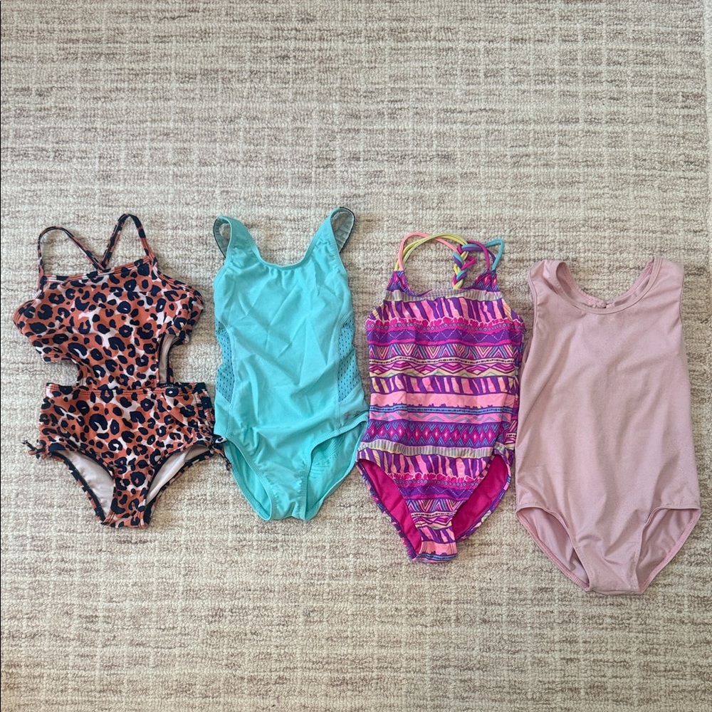 Girl Bathingsuit Bundle - 4 Kids One Piece Swimsuit Set - size 5t